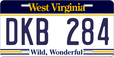 WV license plate DKB284