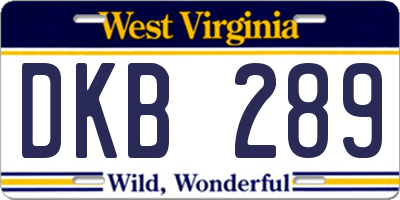 WV license plate DKB289