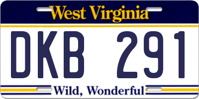 WV license plate DKB291
