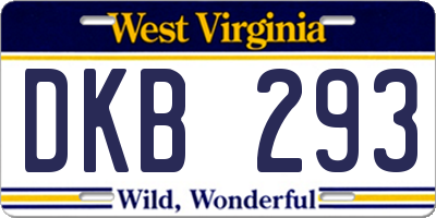 WV license plate DKB293
