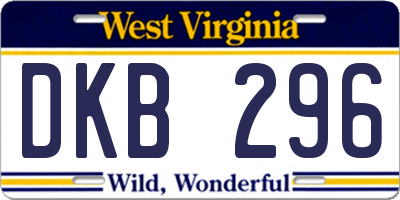 WV license plate DKB296