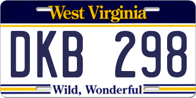 WV license plate DKB298