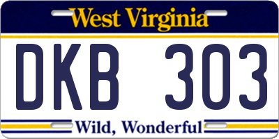 WV license plate DKB303