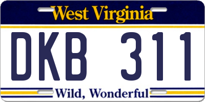 WV license plate DKB311