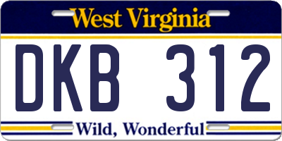 WV license plate DKB312