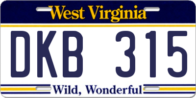 WV license plate DKB315