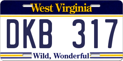 WV license plate DKB317