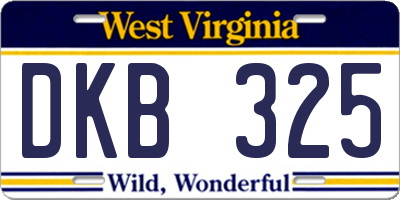 WV license plate DKB325