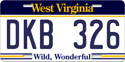 WV license plate DKB326