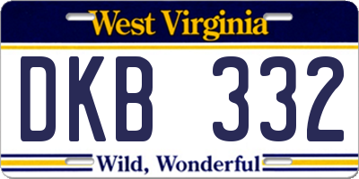 WV license plate DKB332