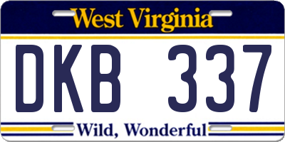 WV license plate DKB337
