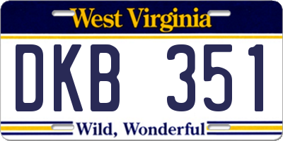 WV license plate DKB351