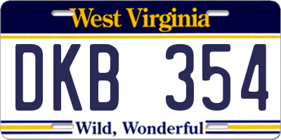 WV license plate DKB354