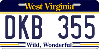 WV license plate DKB355