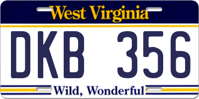 WV license plate DKB356