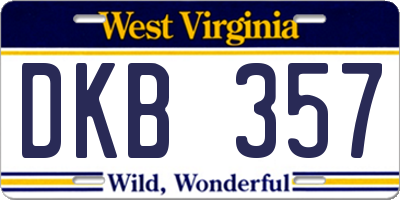 WV license plate DKB357