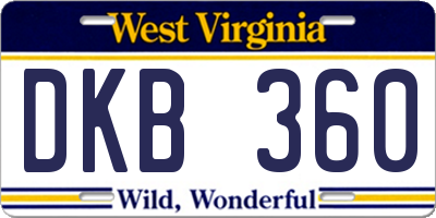WV license plate DKB360