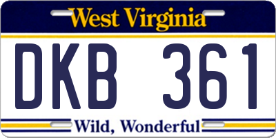 WV license plate DKB361