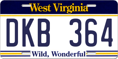 WV license plate DKB364