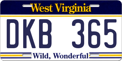 WV license plate DKB365