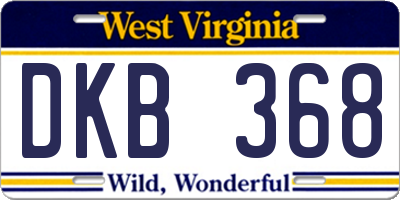 WV license plate DKB368