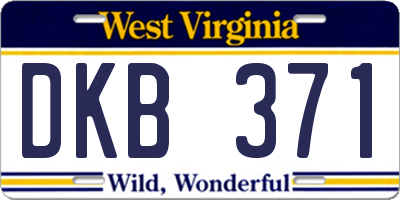 WV license plate DKB371
