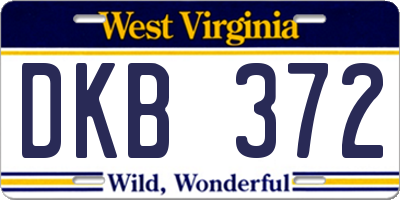 WV license plate DKB372