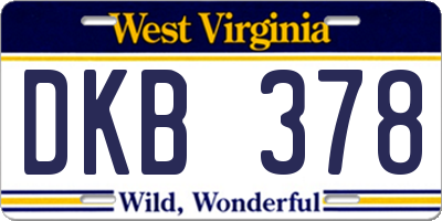WV license plate DKB378