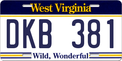 WV license plate DKB381