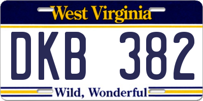 WV license plate DKB382