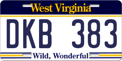 WV license plate DKB383