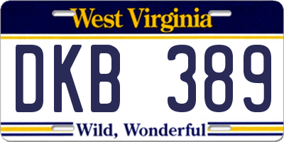 WV license plate DKB389