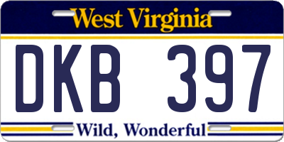 WV license plate DKB397
