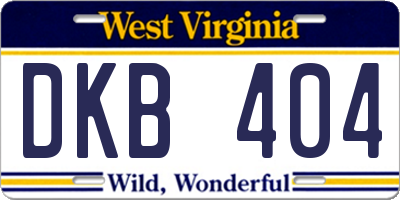 WV license plate DKB404