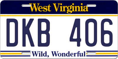 WV license plate DKB406