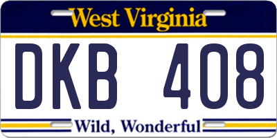 WV license plate DKB408