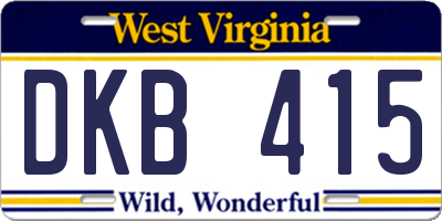 WV license plate DKB415