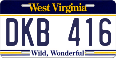 WV license plate DKB416