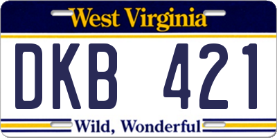WV license plate DKB421