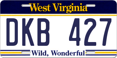 WV license plate DKB427