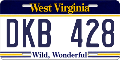 WV license plate DKB428