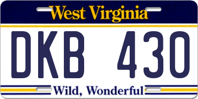 WV license plate DKB430