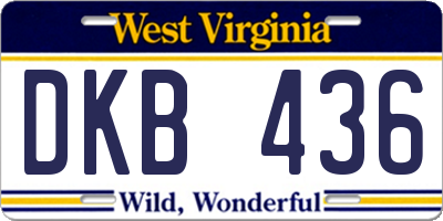WV license plate DKB436