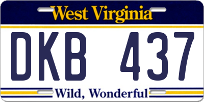 WV license plate DKB437