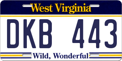 WV license plate DKB443