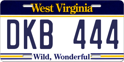 WV license plate DKB444
