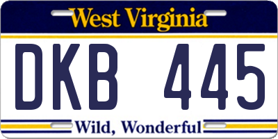 WV license plate DKB445