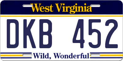 WV license plate DKB452