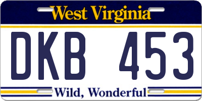WV license plate DKB453