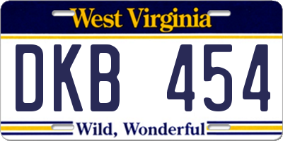 WV license plate DKB454